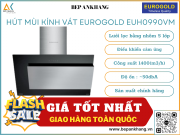 Máy hút mùi kính vát, mặt kính đen Eurogolg EUH0990VM